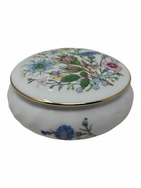 Aynsley "Wild Tudor" Round Trinket Box w/ Lid Floral Fine English bone china
